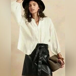 Vegan Leather Banana Republic Factory Tie Black Mini Skirt SZ 12